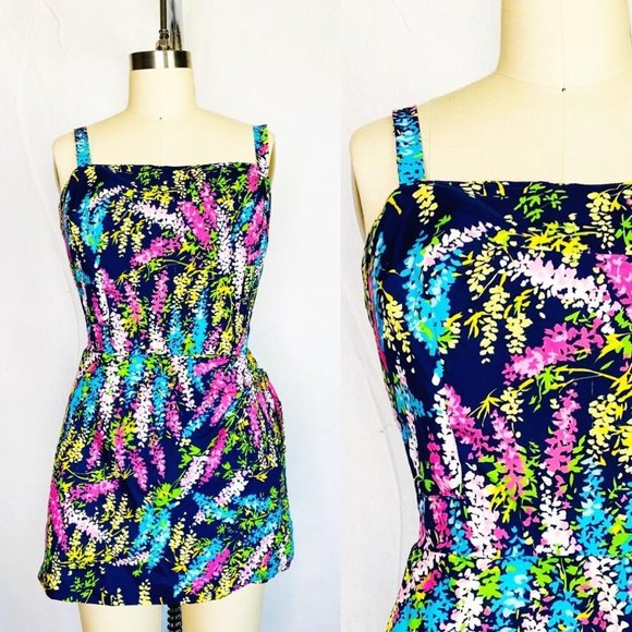 Vintage Pants - Vintage 60s Zipper Back Playsuit by Talbots Size M